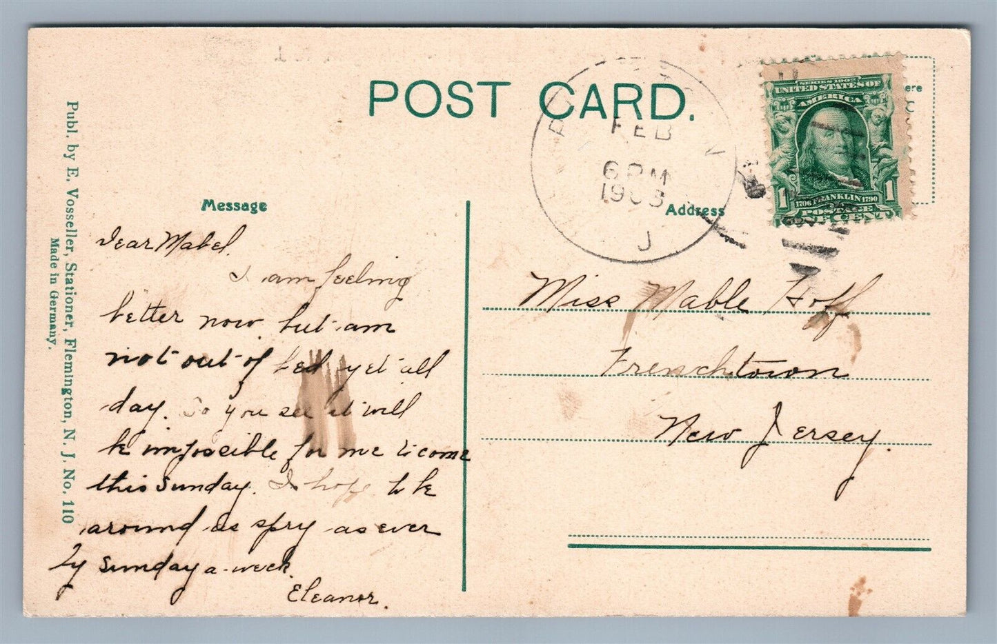 FLEMINGTON NJ READING ACADEMY PRIMARY DEPT. ANTIQUE POSTCARD