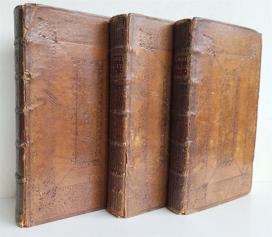 1719 WORKS of VIRGIL in ENGLISH by DRYDEN 3 VOLUMES antique ILLUSTRATED