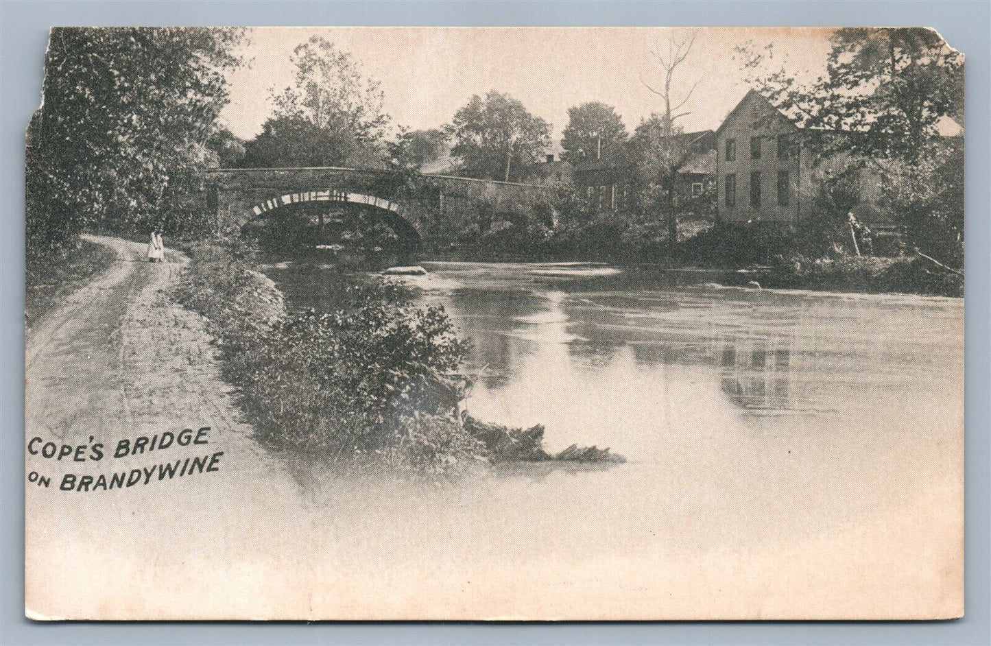 COPE'S BRIDGE ON BRANDYWINE PA ANTIQUE POSTCARD