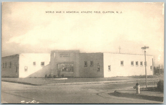 CLAYTON NJ WWII MEMORIAL ATHLETIC FIELD VINTAGE POSTCARD