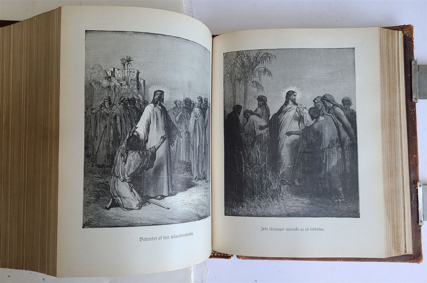 1900 BIBLE in SWEDISH ANTIQUE VICTORIAN MASSIVE FOLIO GUSTAVE DORE ILLUSTRATED