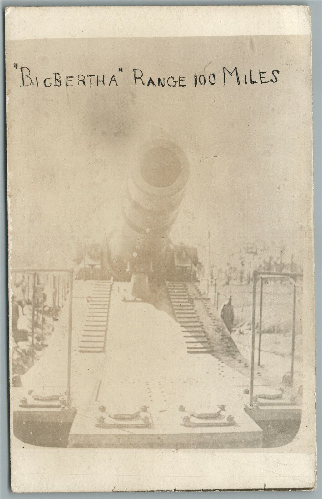 ARTILLERY GERMAN GUN BIG BERTHA ANTIQUE REAL PHOTO POSTCARD RPPC