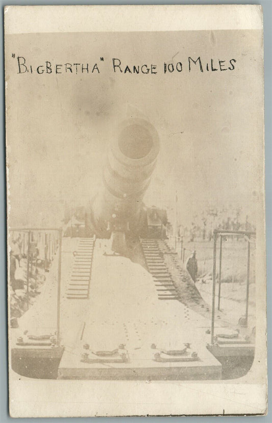 ARTILLERY GERMAN GUN BIG BERTHA ANTIQUE REAL PHOTO POSTCARD RPPC