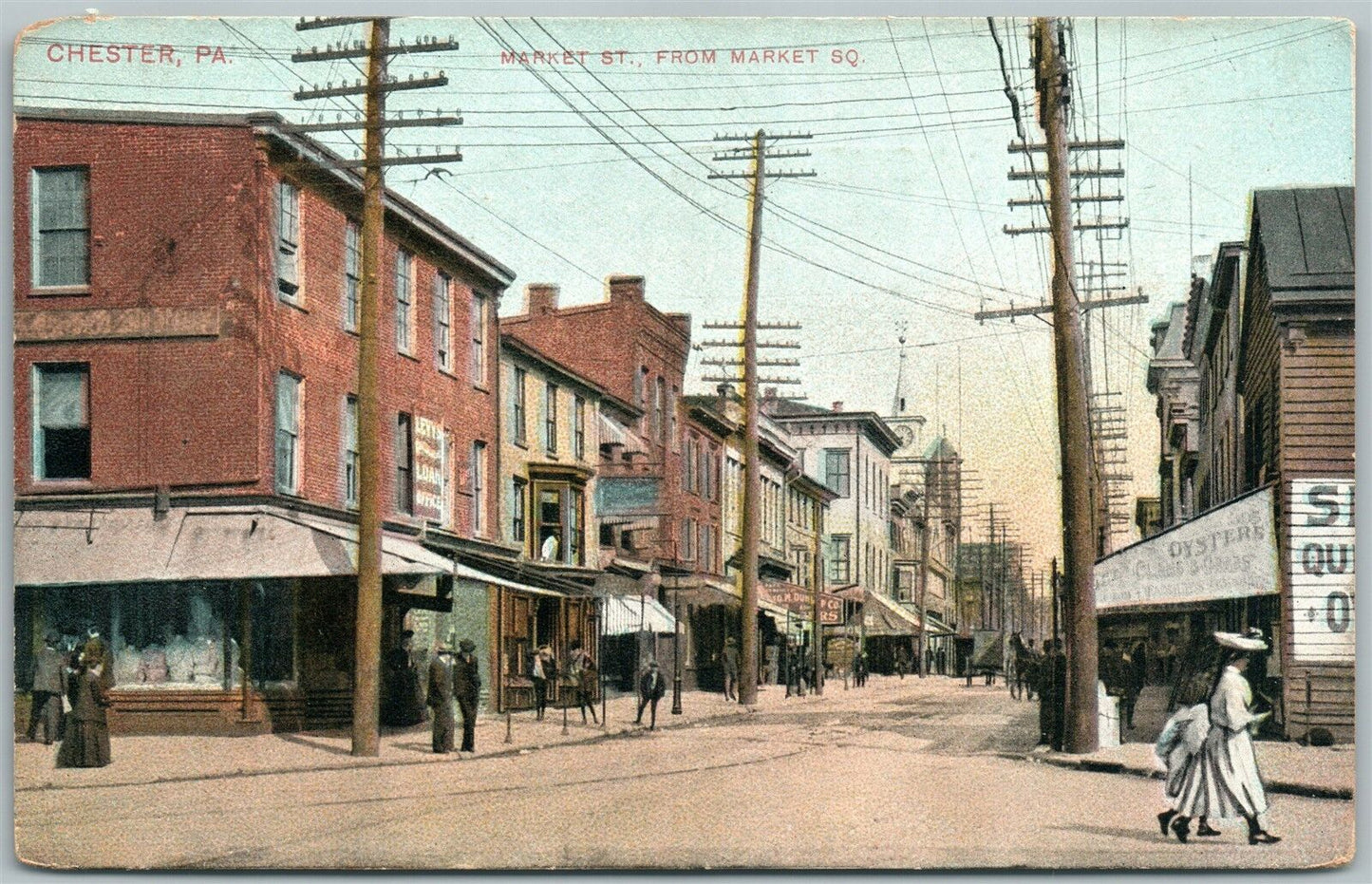 CHESTER PA MARKET STREET UNDIVIDED ANTIQUE POSTCARD
