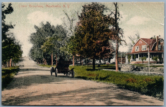 MONTICELLO SULLIVAN COUNTY NY LOWER BROADWAY ANTIQUE POSTCARD