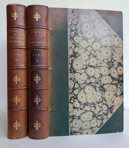 1875 CONTES et DISCOURS D'EUTRAPEL antique 2 VOLUMES LIMITED EDITION in FRENCH