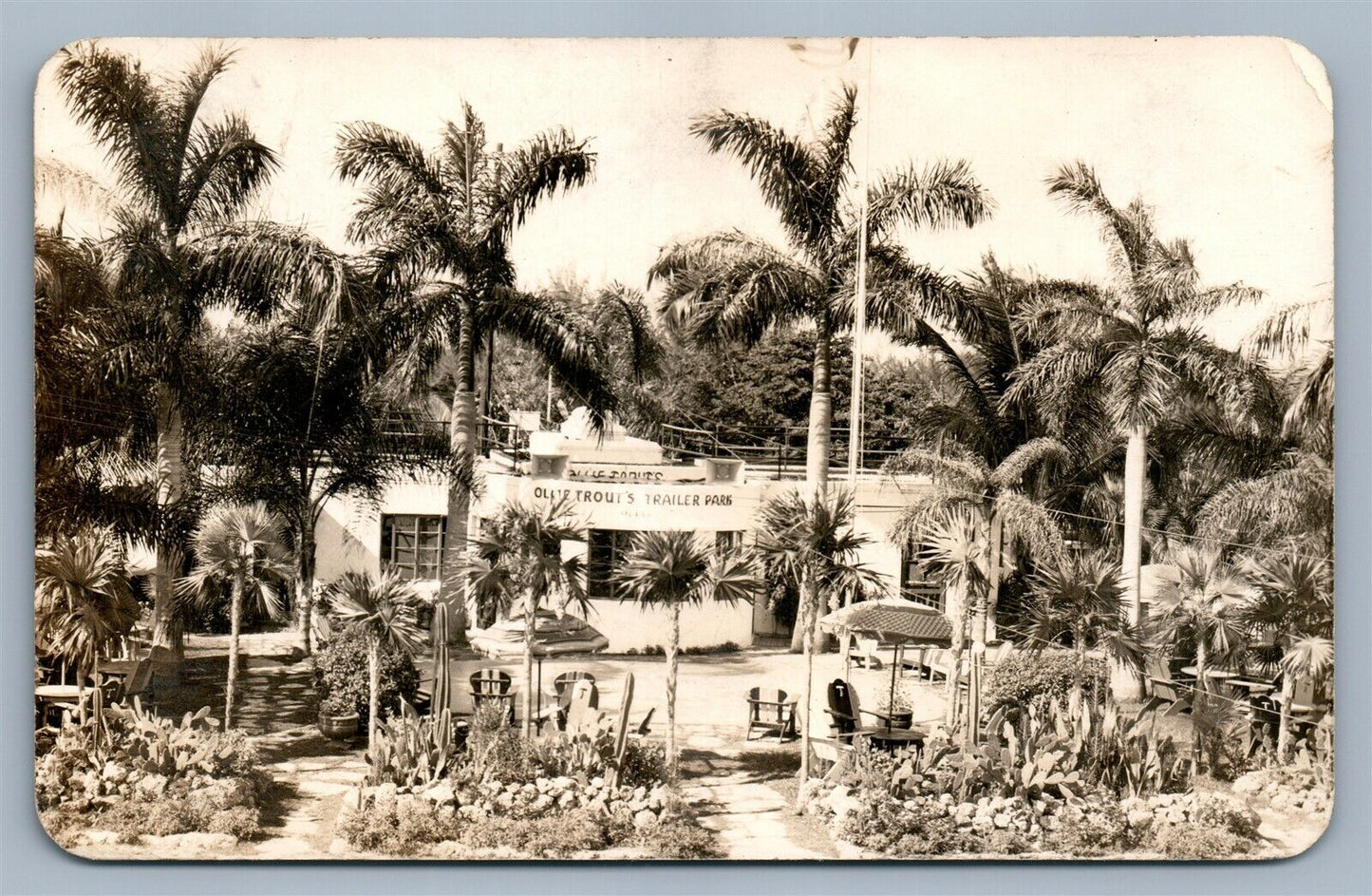 MIAMI FL OLLIE TROUT'S TRAILER PARK VINTAGE REAL PHOTO POSTCARD RPPC