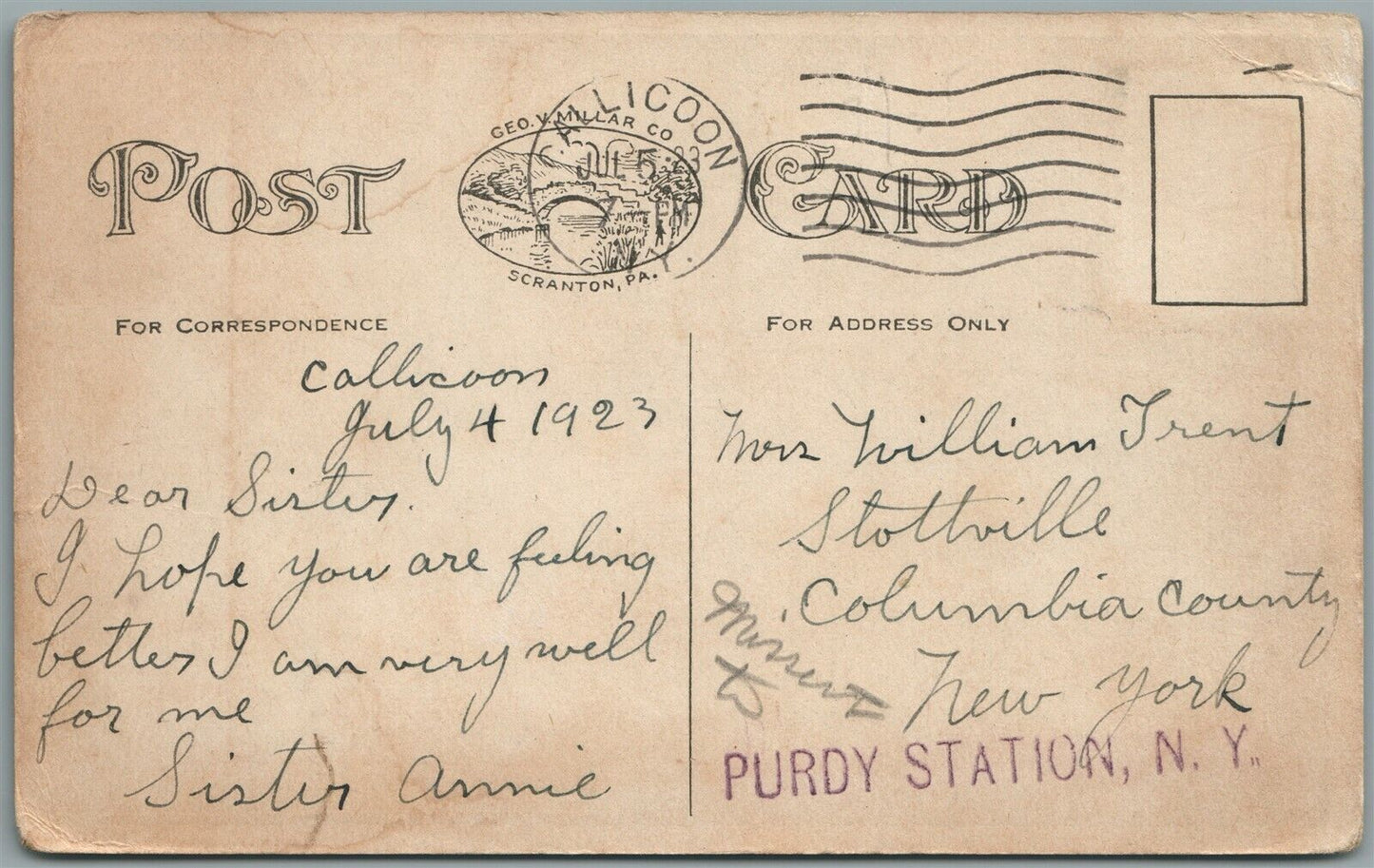 CALLICOON NY ST.JAMES CHURCH ANTIQUE POSTCARD