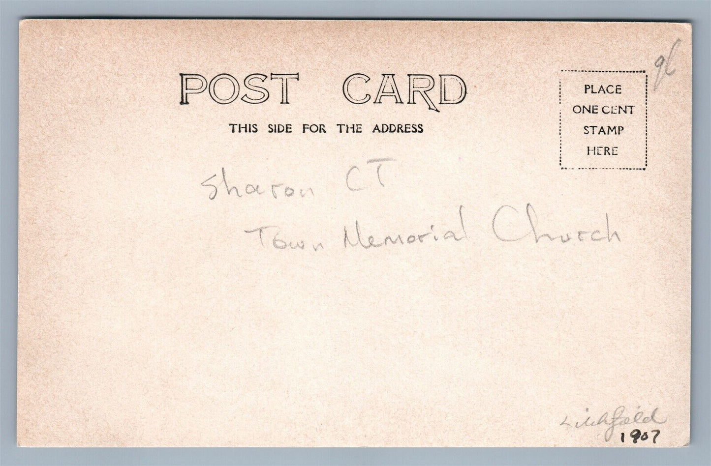 SHARON CT TOWN MEMORIAL CHURCH ANTIQUE REAL PHOTO POSTCARD RPPC