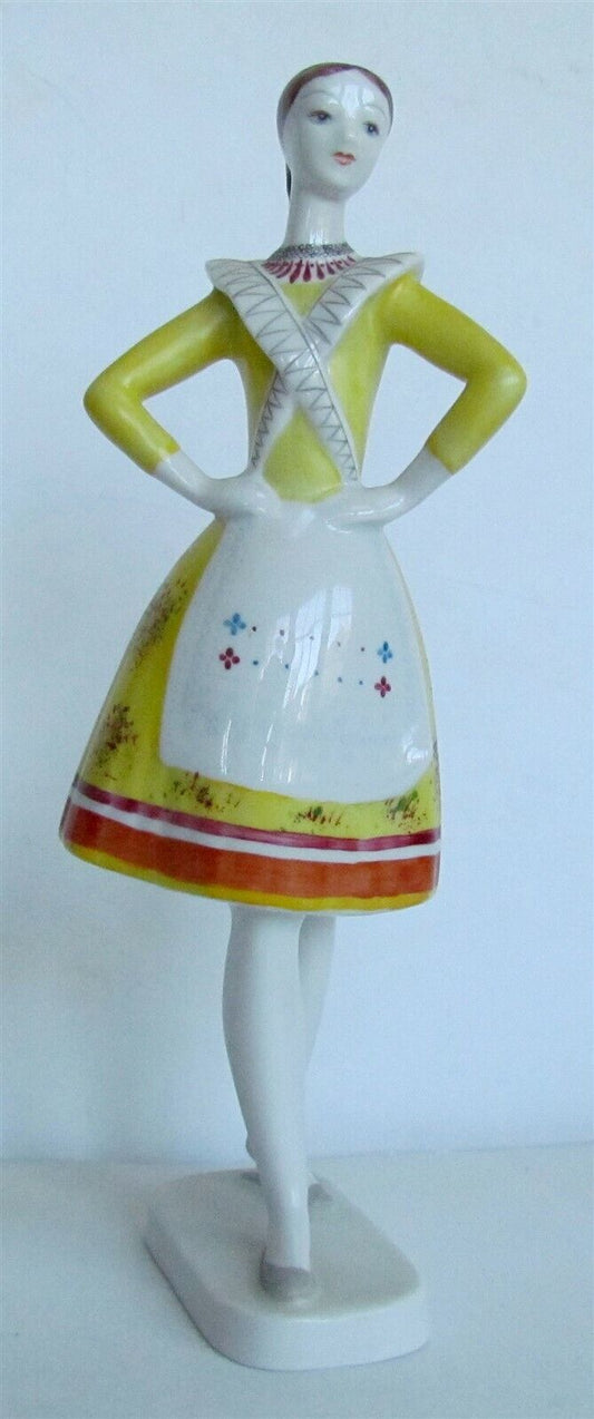 HUNGARY PORCELAIN FIGURE HUNGARIAN DANCING GIRL by HOLLOHAZA vintage