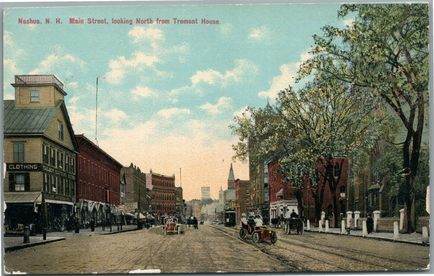 NASHUA NH MAIN STREET LOOKING NORTH ANTIQUE POSTCARD