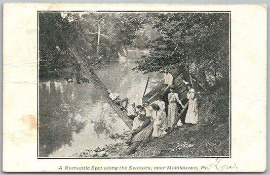 MIDDLETOWN PA ROMANTIC SPOT SWATARA 1905 UNDIVIDED ANTIQUE POSTCARD CORK CANCEL