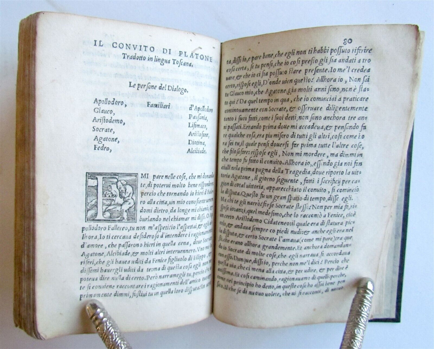 1544 COMMENTARY on PLATO'S BANQUET by philologist Marsiglio Ficino antique 16 C.