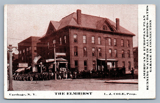 CARTHAGE NY ELMHIRST HOTEL L.J.COLE PROP. ANTIQUE POSTCARD