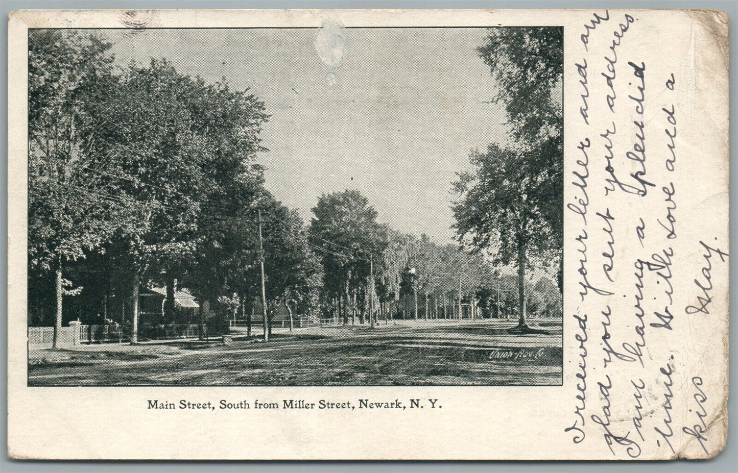 NEWARK NY MAIN STREET ANTIQUE POSTCARD