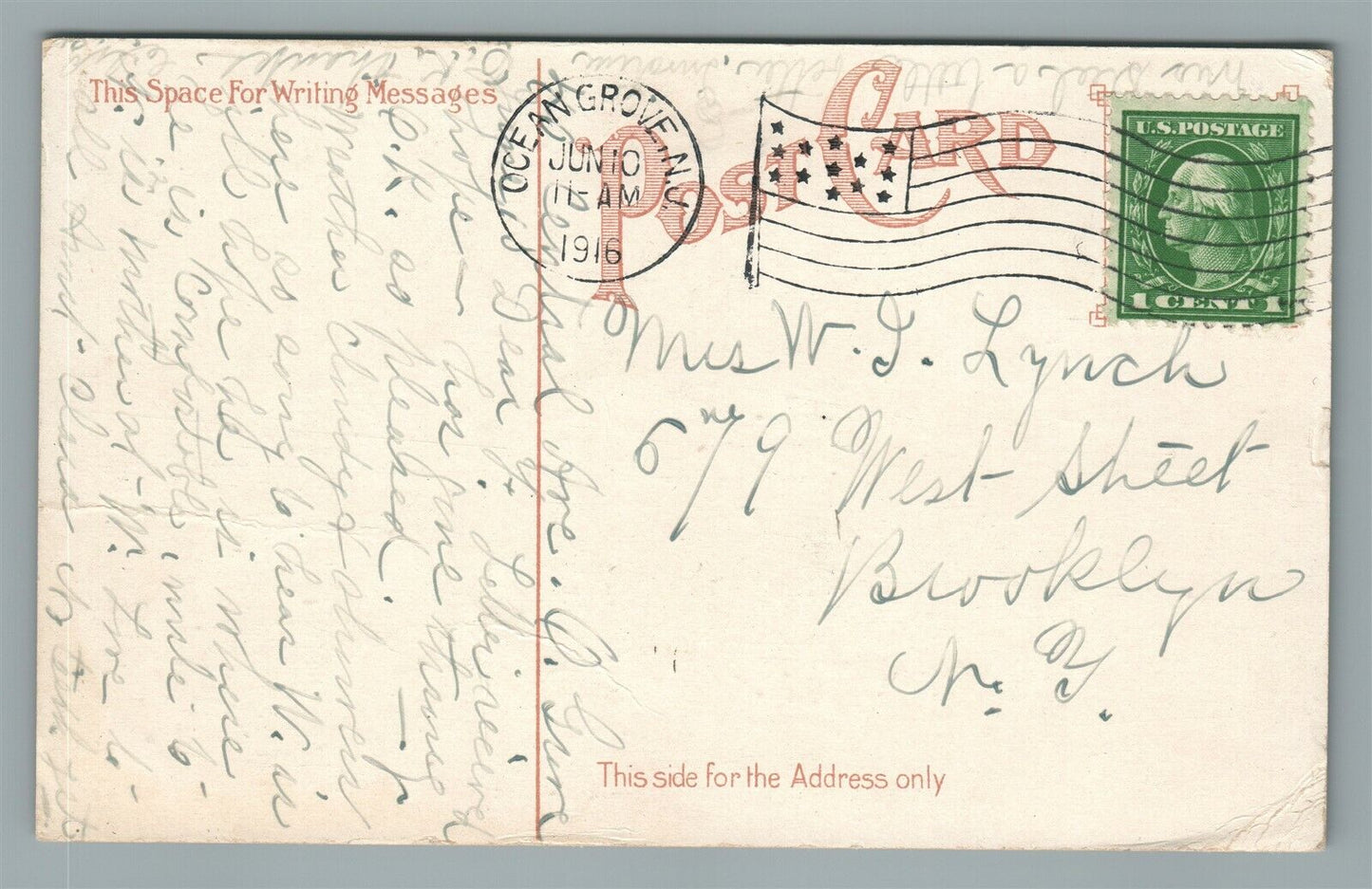 OCEAN GROVE NJ ALONG WESLEY LAKE ANTIQUE POSTCARD