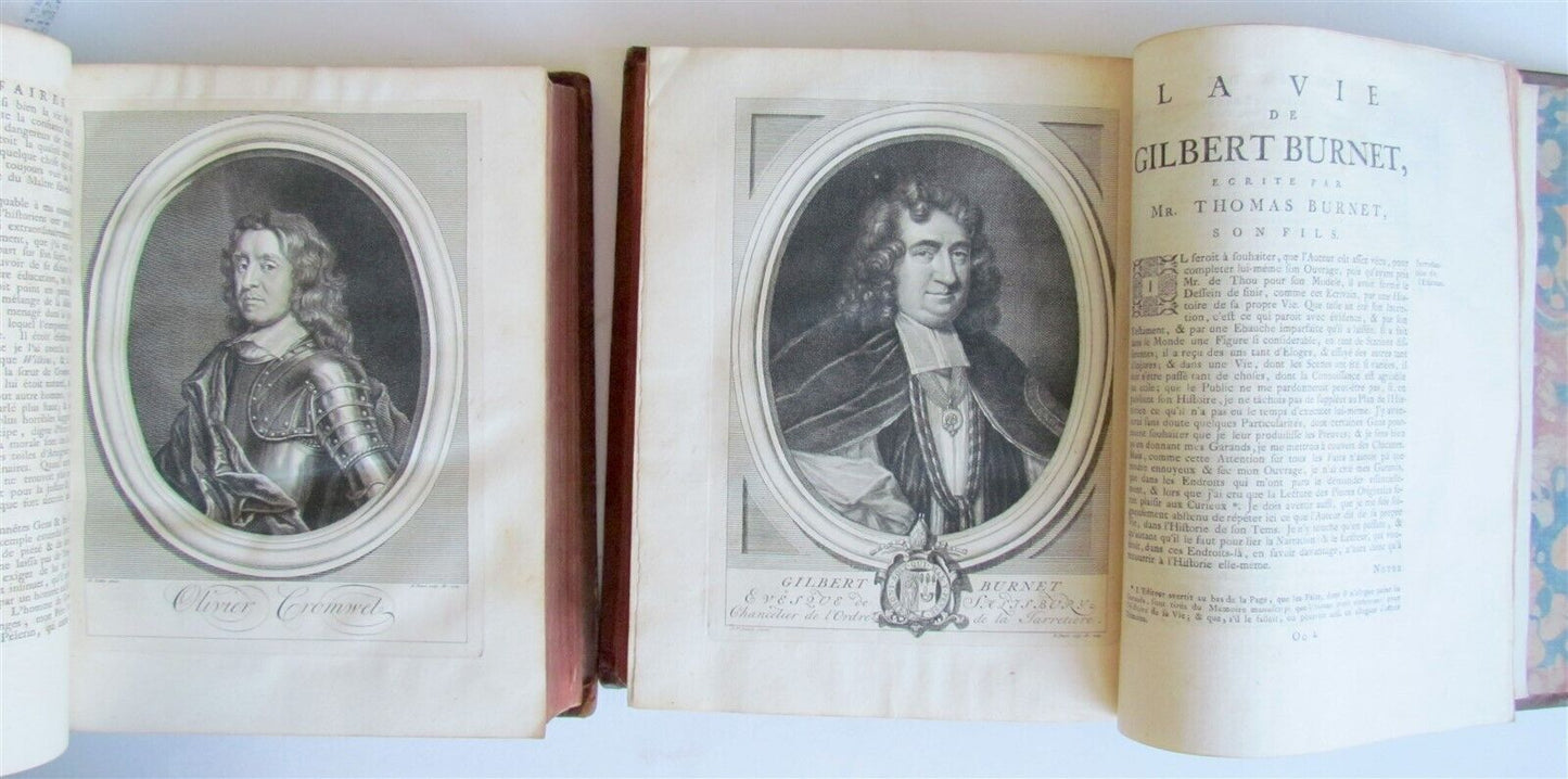 1735 HISTORY of ENGLAND by G. BURNET ILLUSTRATED 2 VOLUMES antique in FRENCH