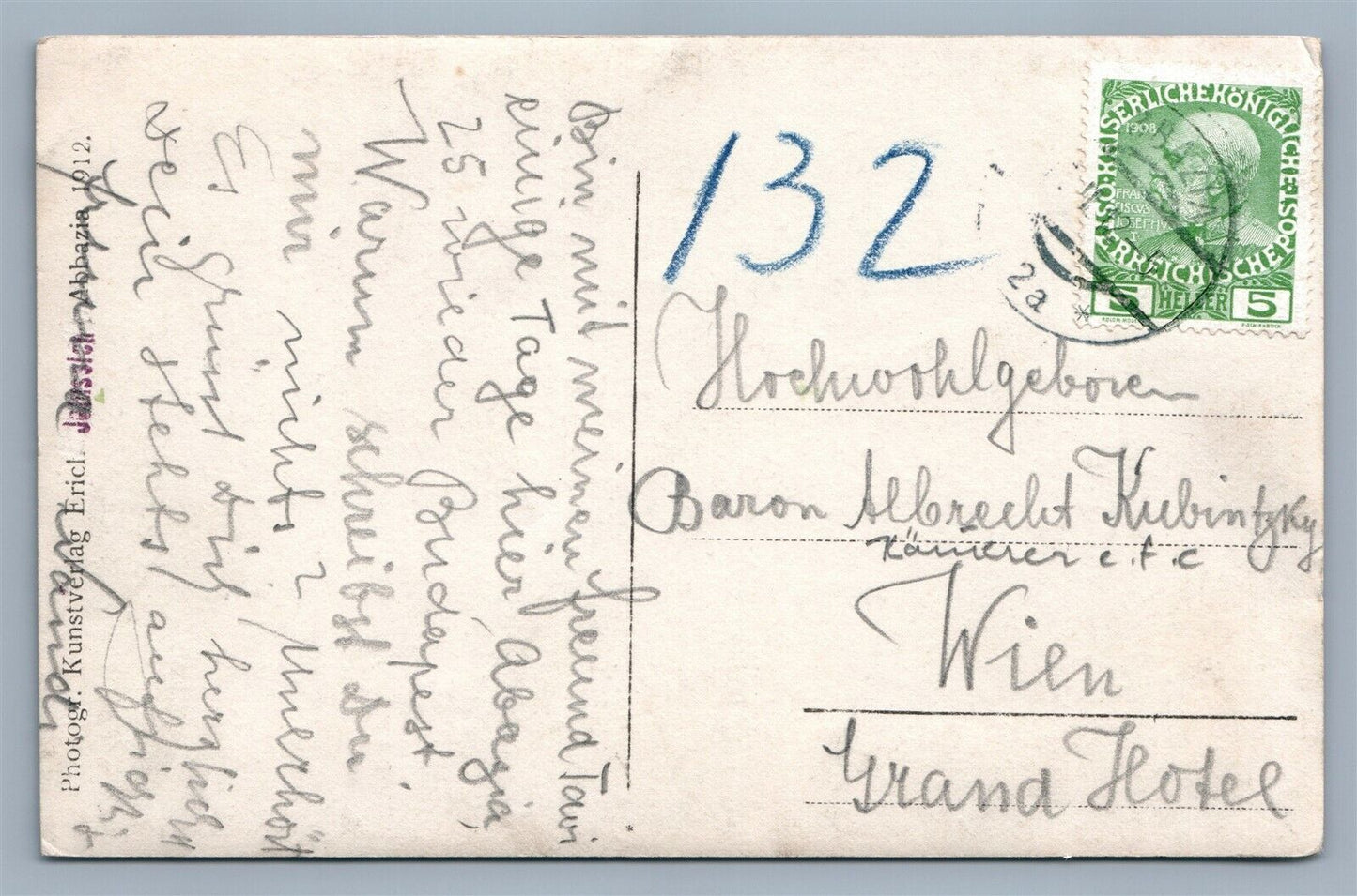 WWI MILITARY OFFICER ANTIQUE REAL PHOTO POSTCARD RPPC taken in OPATIJA CROATIA