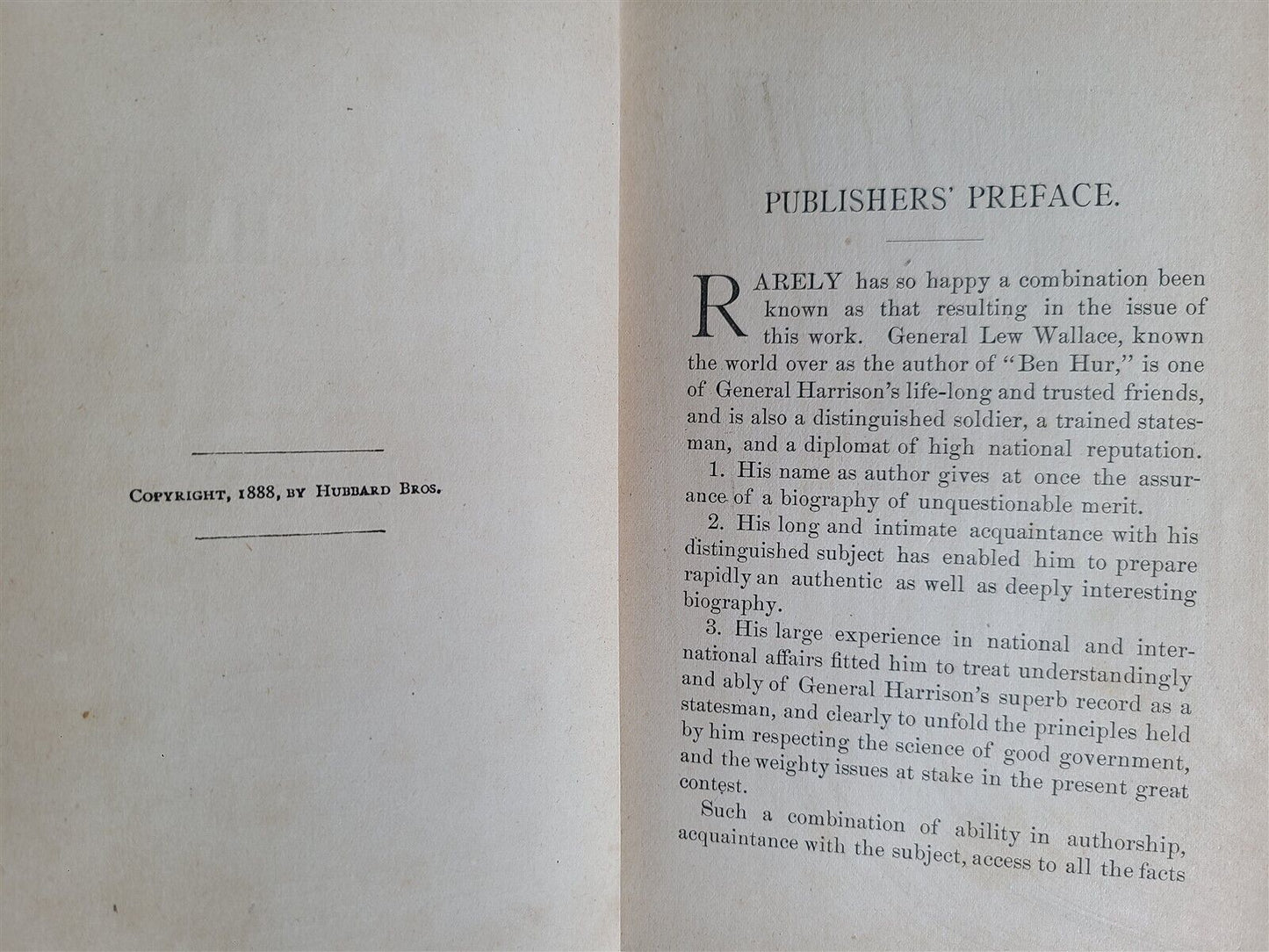 1888 LIFE of GEN. BEN HARRISON by LEW WALLACE antique AMERICANA