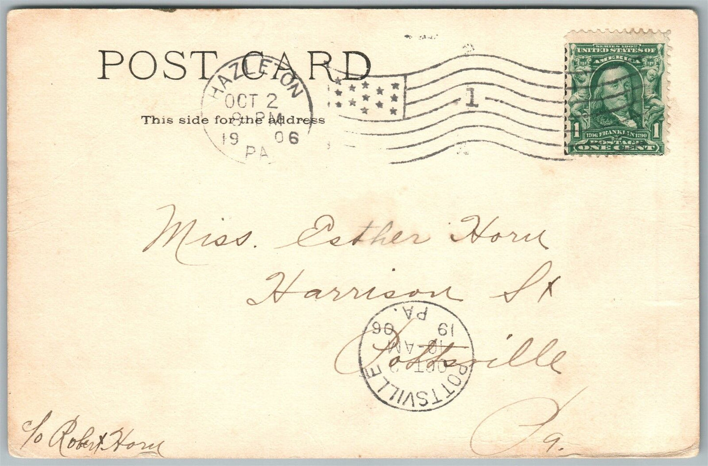 HAZLETON PA WEST DIAMOND AVENUE 1906 UNDIVIDED ANTIQUE POSTCARD