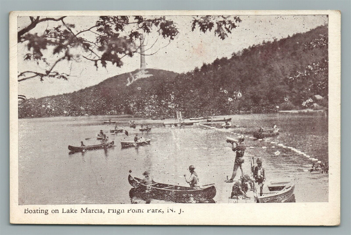 LAKE MARCIA NJ BOATING ANTIQUE POSTCARD