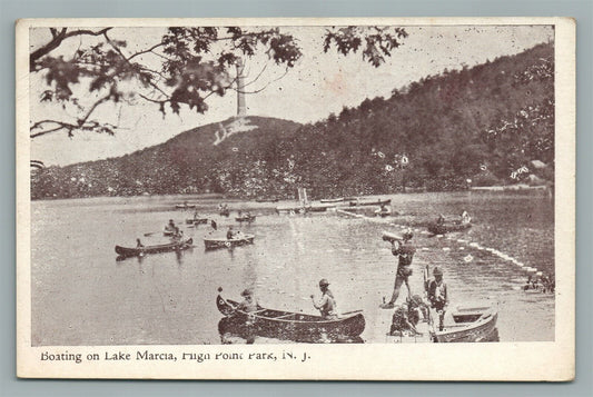 LAKE MARCIA NJ BOATING ANTIQUE POSTCARD
