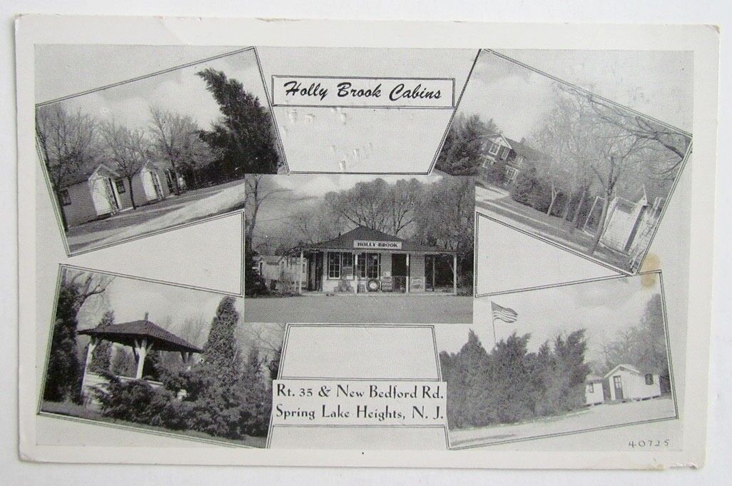 VINTAGE POSTCARD HOLY BROOK CABINS RT.35 NEW BEDFORD RD. SPRING LAKE HEIGHTS NJ