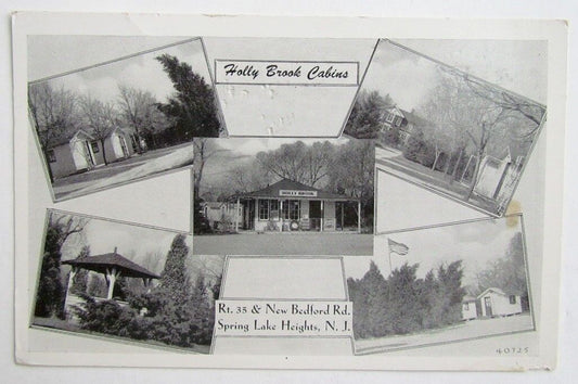 VINTAGE POSTCARD HOLY BROOK CABINS RT.35 NEW BEDFORD RD. SPRING LAKE HEIGHTS NJ
