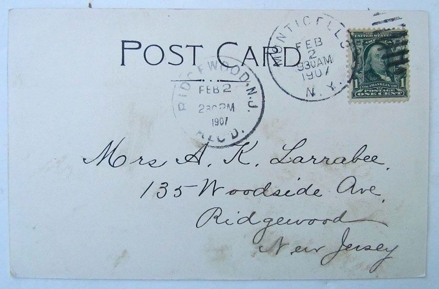 VINTAGE 1907 UNDIVIDED POSTCARD MILL STREET MONTICELLO NY NEW YORK