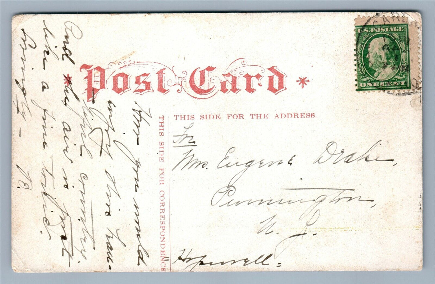 GLEN GARDNER NJ MACK AVENUE FROM RUSTIC FOOT BRIDGE ANTIQUE POSTCARD
