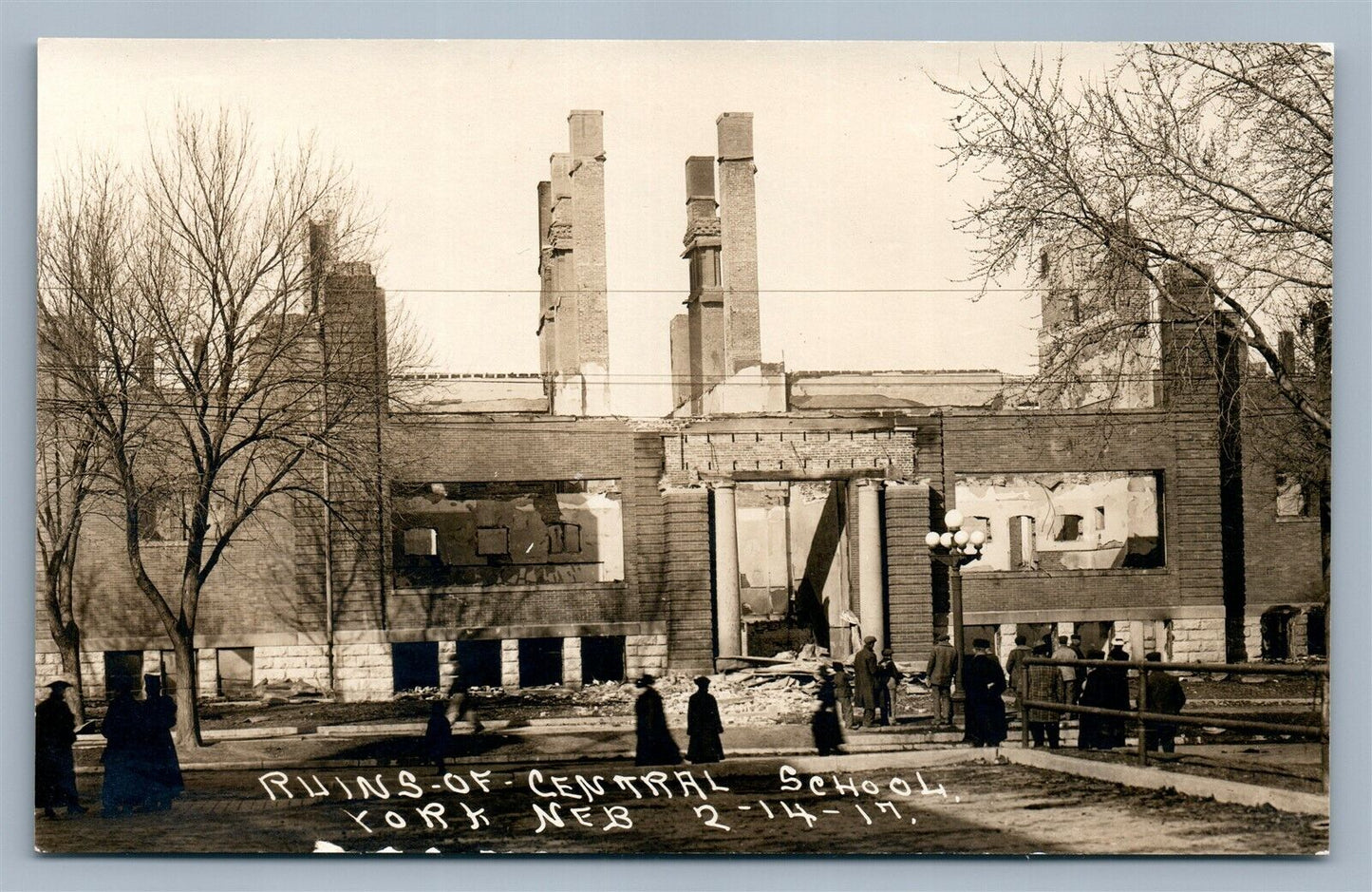 YORK NEB RUINS OF CENTRAL SCHOOL ANTIQUE REAL PHOTO POSTCARD RPPC