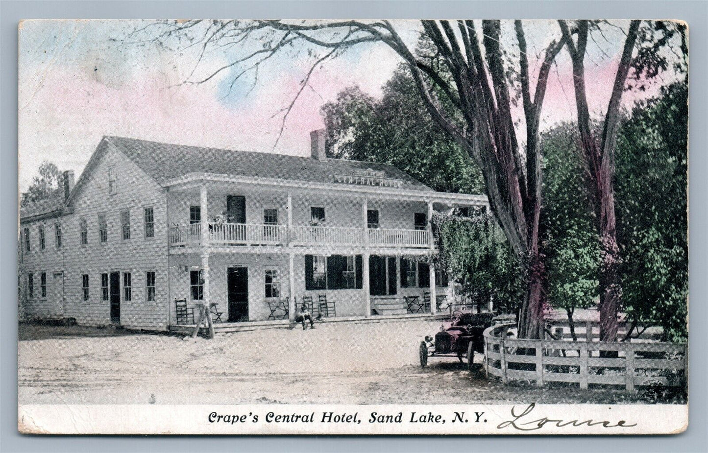 SAND LAKE NY CRAPE'S CENTRAL HOTEL ANTIQUE POSTCARD