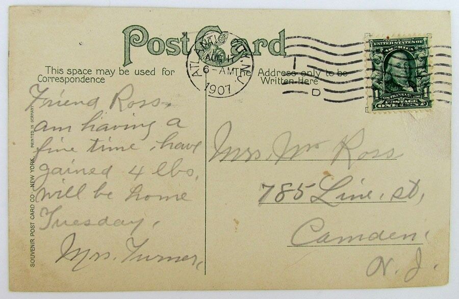 ANTIQUE 1907 POSTCARD HAULING THE NET ATLANTIC CITY N.J.