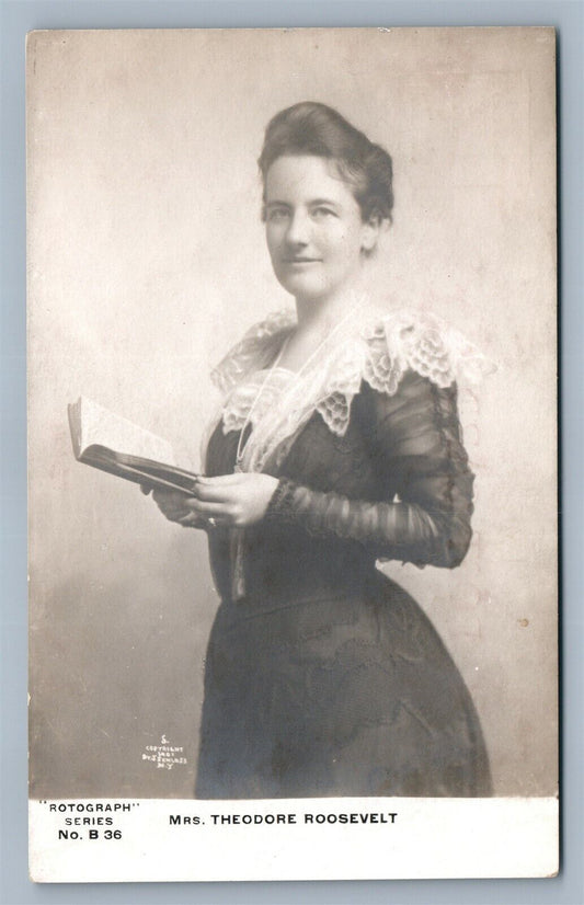 Mrs. THEODORE ROOSEVEL ANTIQUE REAL PHOTO POSTCARD PATRIOTIC RPPC