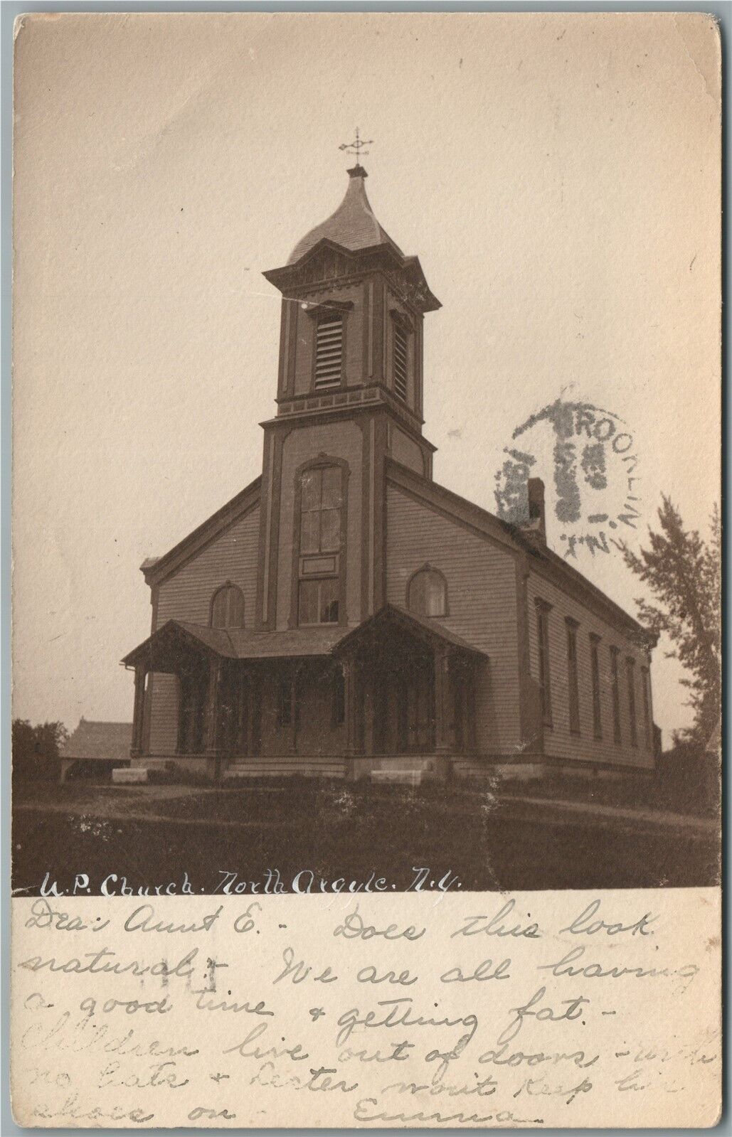 NORTH ARGYLE NY CHURCH ANTIQUE REAL PHOTO POSTCARD RPPC