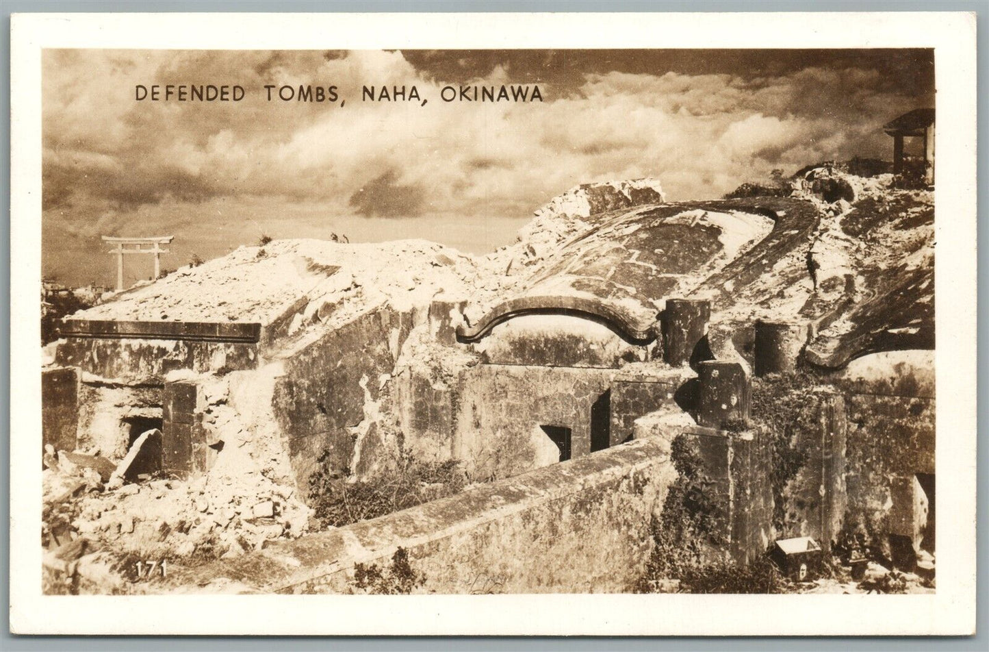 JAPAN NANA OKINAWA DEFENDED TOMBS JAPANESE VINTAGE REAL PHOTO POSTCARD RPPC