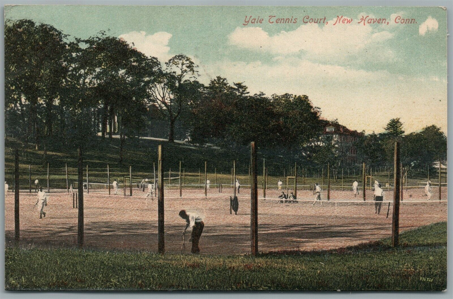 NEW HAVEN CT YALE TENNIS COURT ANTIQUE POSTCARD