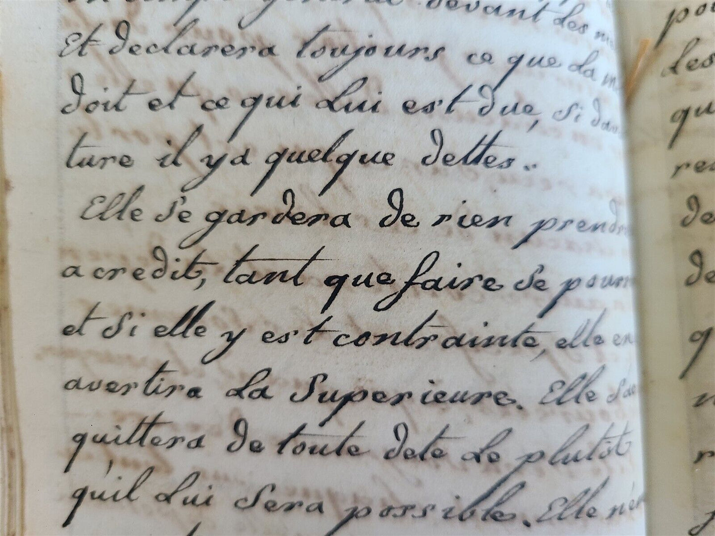 19th CENTURY FRENCH MANUSCRIPT BOOK antique De nos saintes constitutions 330 pp