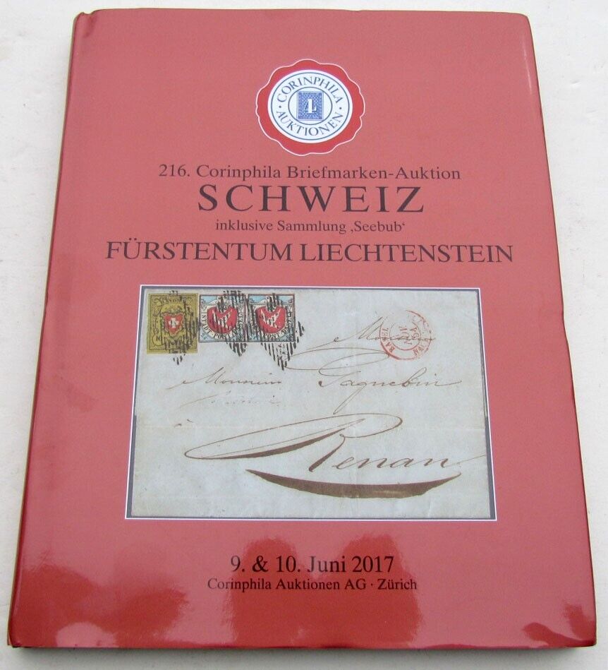 LIECHTENSTEIN POSTAL HISTORY 2017 CORINPHILA SWISS AUCTION CATALOG