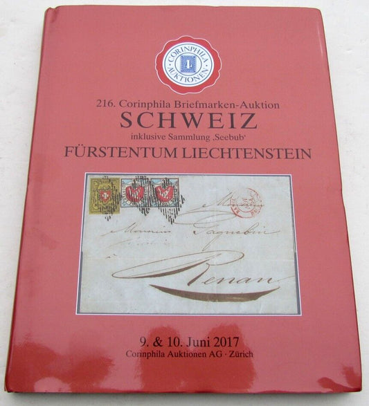 LIECHTENSTEIN POSTAL HISTORY 2017 CORINPHILA SWISS AUCTION CATALOG