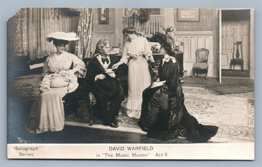 THEATRE ACTOR DAVID WARFIELD in MUSIC MASTER ANTIQUE REAL PHOTO POSTCARD RPPC