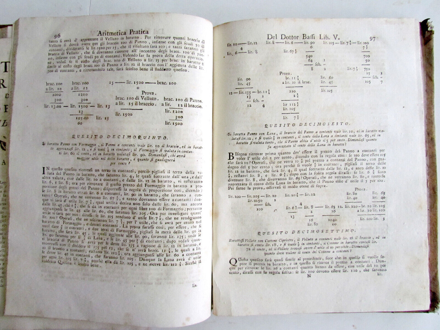 1765 Practical Arithmetic by Giulio Bassi 2 vols ARITMETICA PRACTICA MATHEMATICS