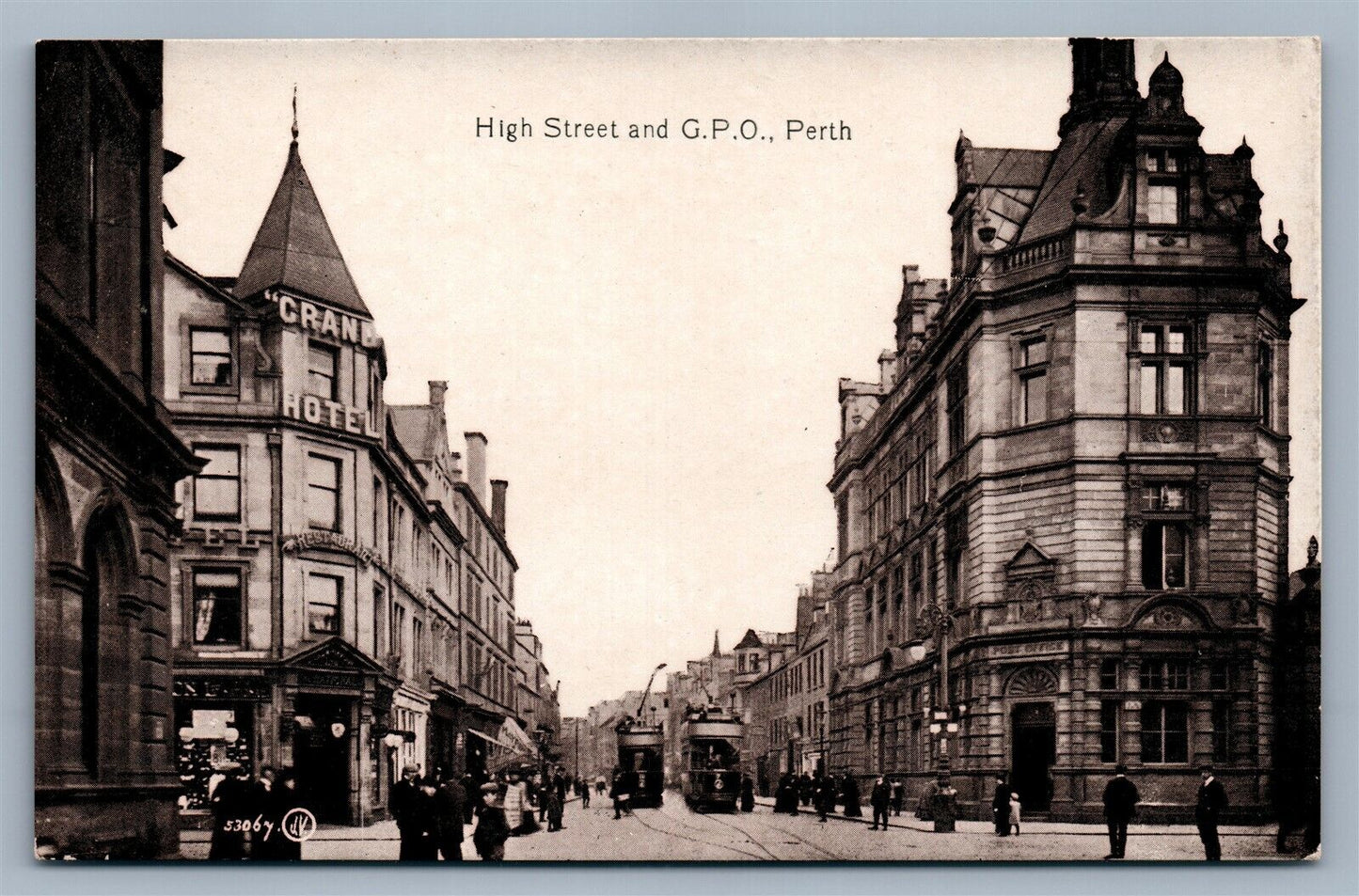 PERTH ENGLAND HIGH STREET & G.P.O. ANTIQUE POSTCARD