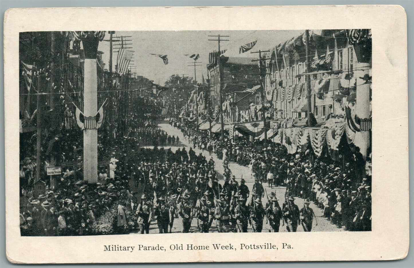 POTTSVILLE PA OLD HOME WEEK MILITARY PARADE ANTIQUE POSTCARD