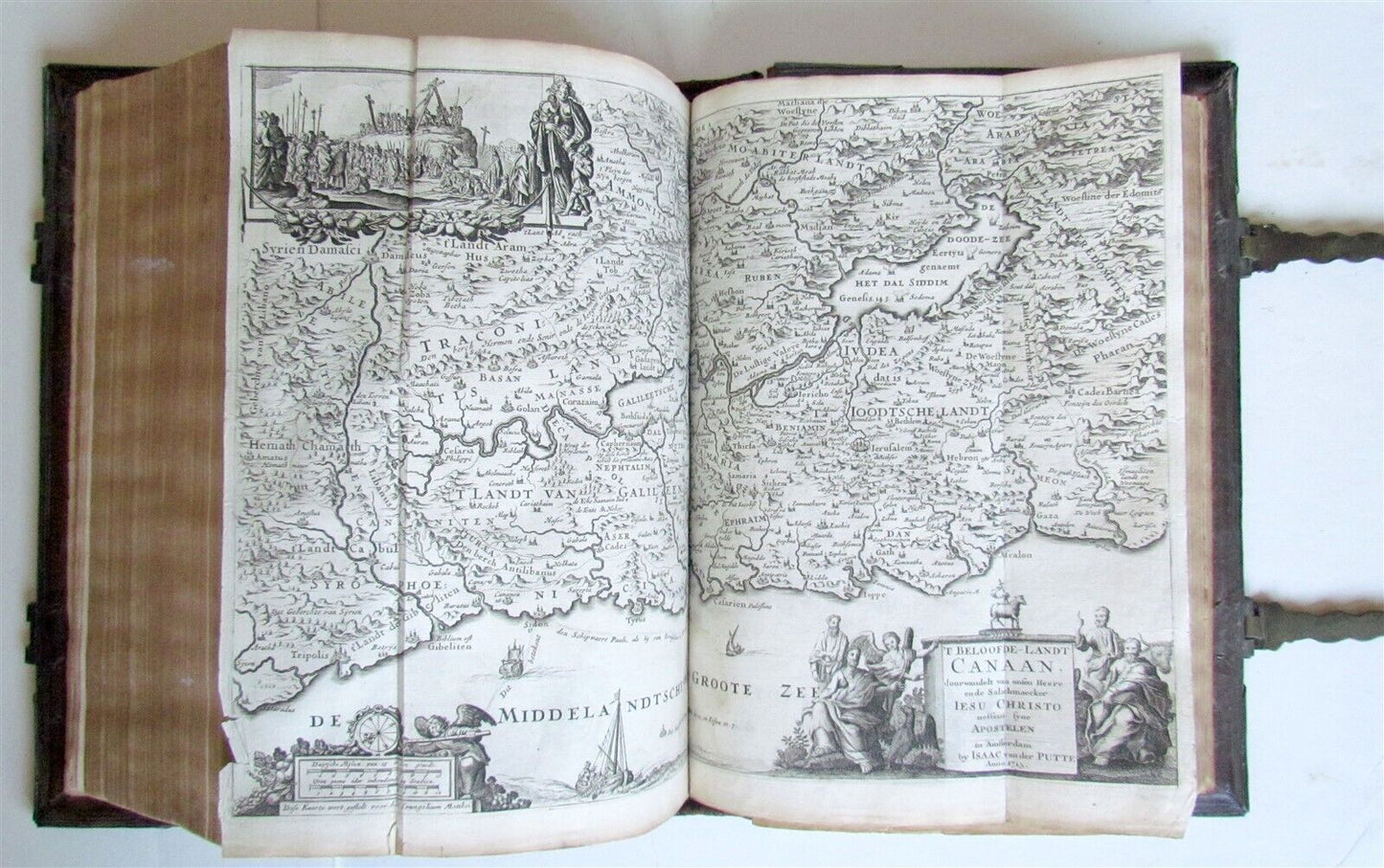 1738 BIBLE in DUTCH ILLUSTRATED w/ MAPS antique MASSIVE FOLIO BIBLIA