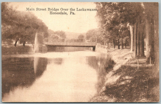 HONESDALE PA MAIN STREET BRIDGE 1919 ANTIQUE POSTCARD