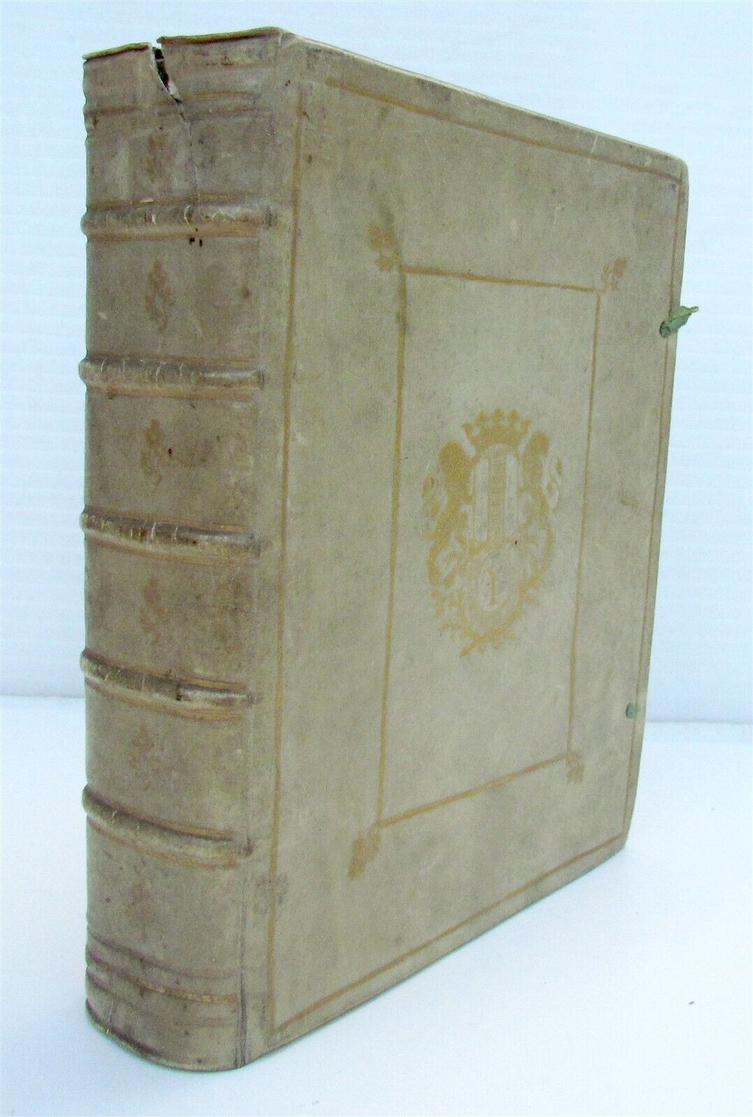 1740 PHARSALIA by LUCAN ARMORIAL VELLUM BINDING antique De Bello Civili