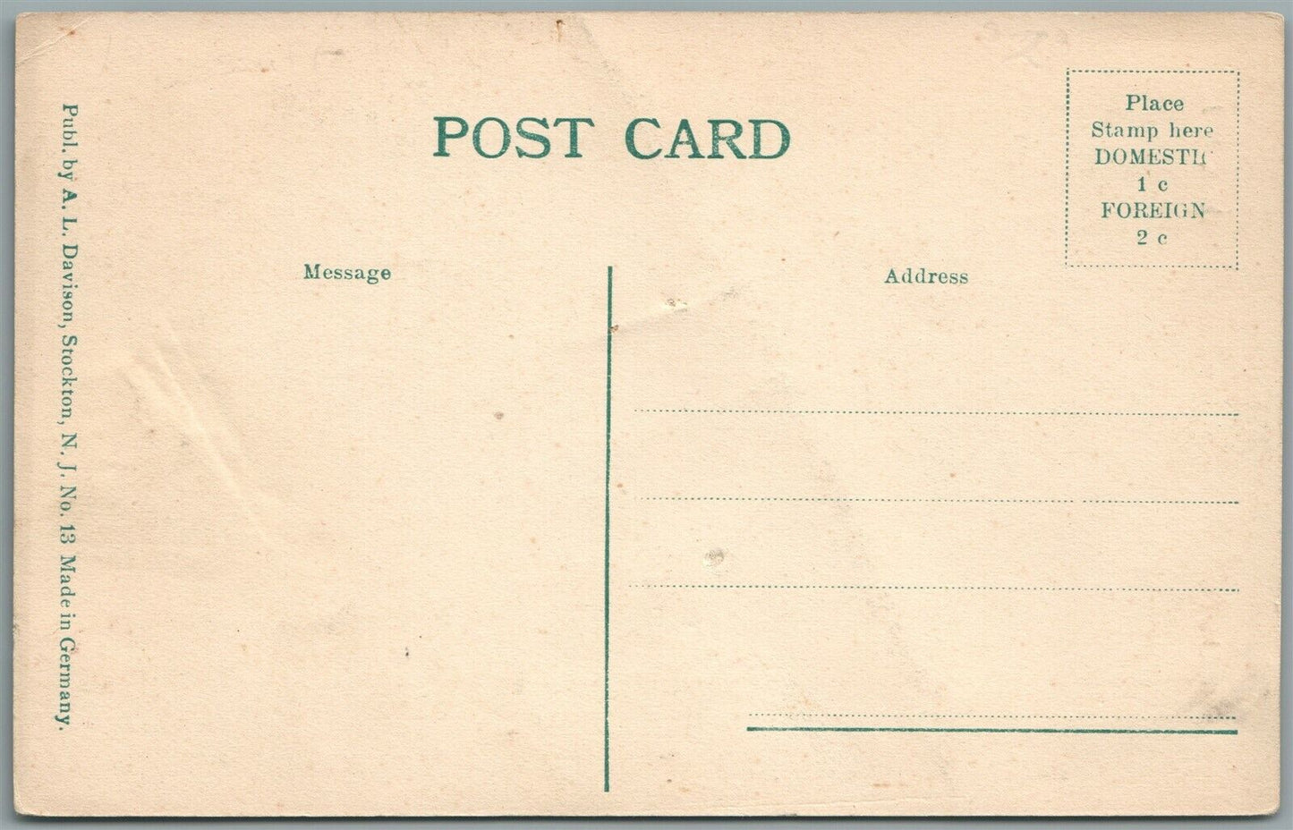 STOCKTON NJ BAPTIST CHURCH ANTIQUE POSTCARD