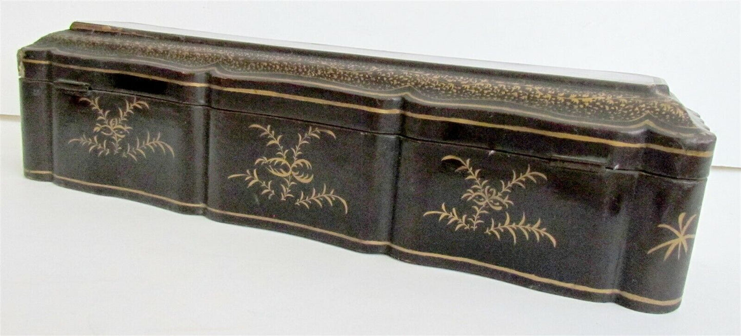 CHINESE or JAPANESE ANTIQUE ORIENTAL ASIAN LACQUER BOX w/ LOCK asian