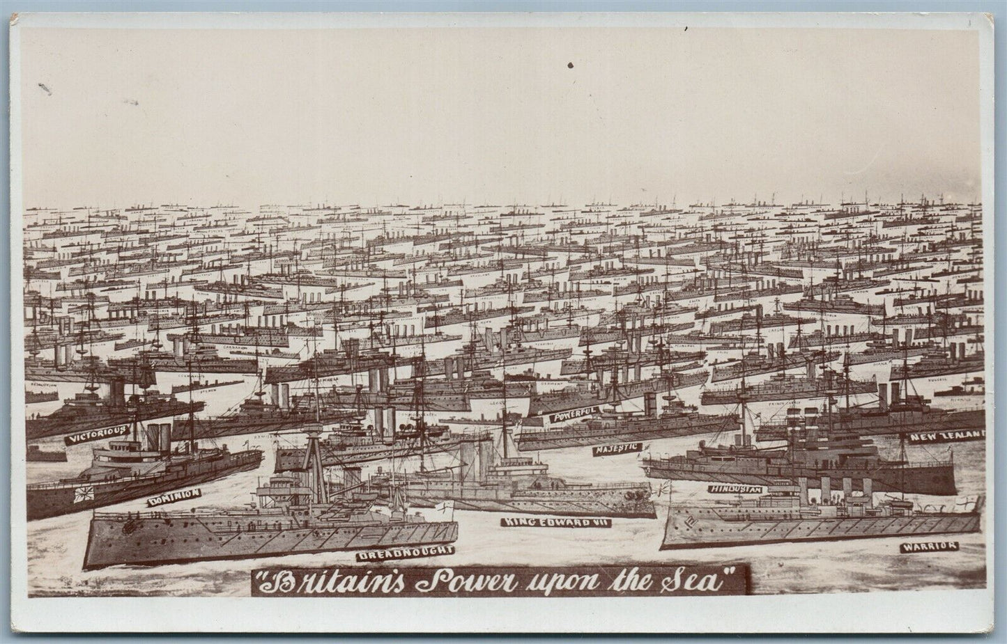 ANTIQUE REAL PHOTO RPPC BRITISH MILITARY FLEET NAVY BRITAINS POWER UPON THE SEA